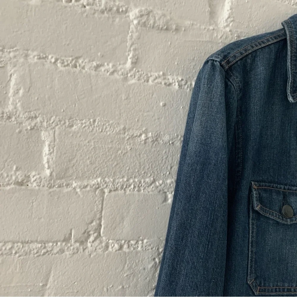 Vintage Chaps Womens Jean Jacket Dark Blue Denim Blazer Jacket Fitted Minimalist - Picture 3 of 14